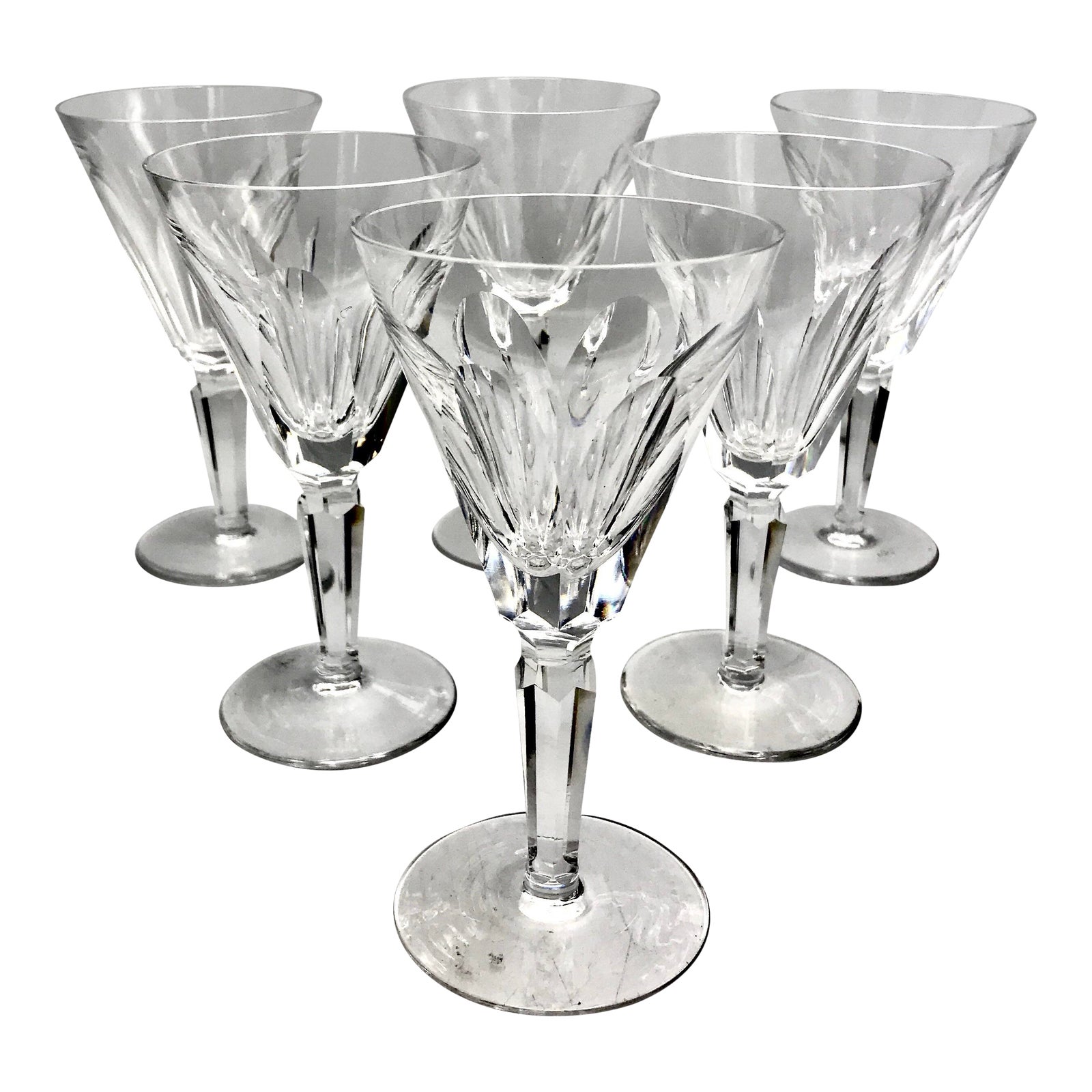 Vintage Waterford Sheila Pattern Crystal White Wine Glasses Set of 6