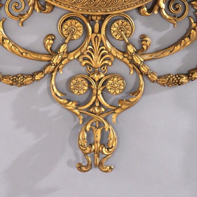 Antique Egyptian Revival Neoclassical Gilt Bronze Sphin Wall Mirror C1890 For Sale - Image 4 of 9