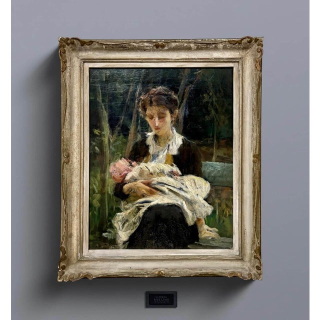 Francesco Galante, The Young Mother, Neapolitan School, Early 20th Century, Oil on Canvas For Sale - Image 6 of 11
