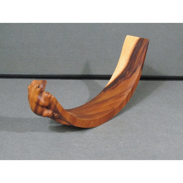 2010s Modern Signed Nengah Sudarsana Balinese Suar Wood Lizard Wine Bottle Holder For Sale - Image 5 of 13