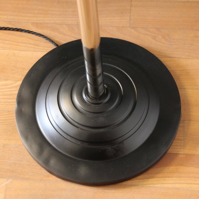 Art Deco French Black and Silver Nickel Metal Floor Lamp, 1930s For Sale - Image 6 of 8