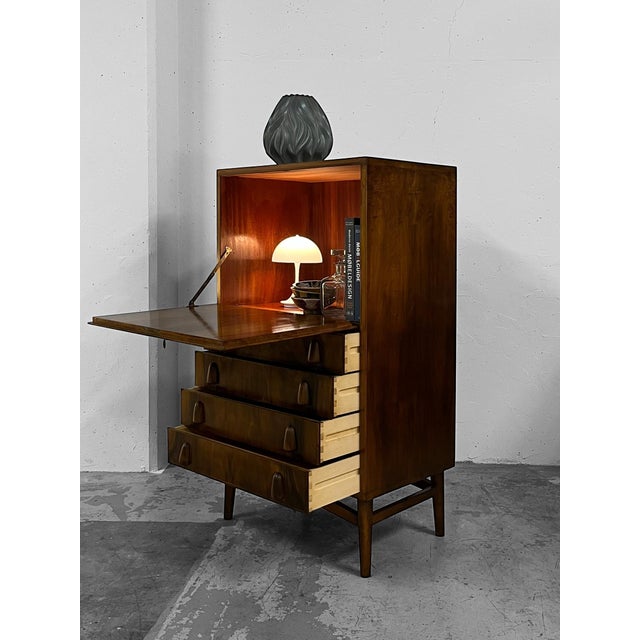 French Walnut Secretary, Denmark, 1950s For Sale - Image 12 of 18