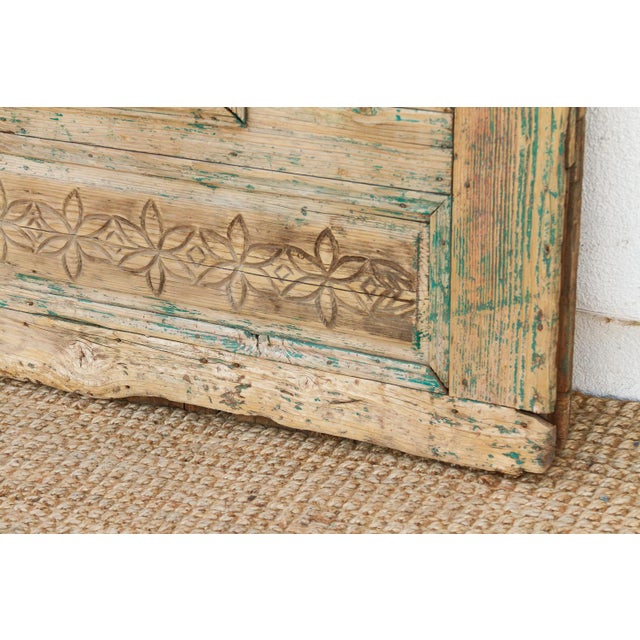 Tan Ancient Carved Star Moroccan Riad Door For Sale - Image 8 of 16