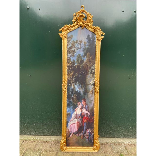1970s French Louis XVI Gold Beech Fabric Frames 2pc For Sale - Image 11 of 18