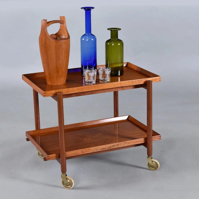 Refinshed Poul Hundevad for Vamdrup Danish Expanding Teak Bar Cart For Sale - Image 6 of 12