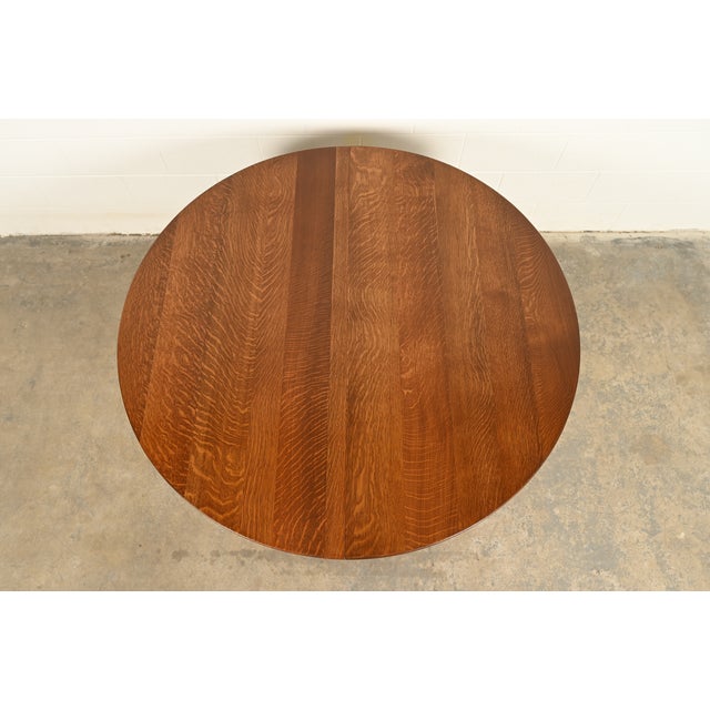 Early 20th Century Limbert Antique Mission Oak Arts & Crafts Five-Leg Extension Dining Table, Newly Refinished For Sale - Image 5 of 15