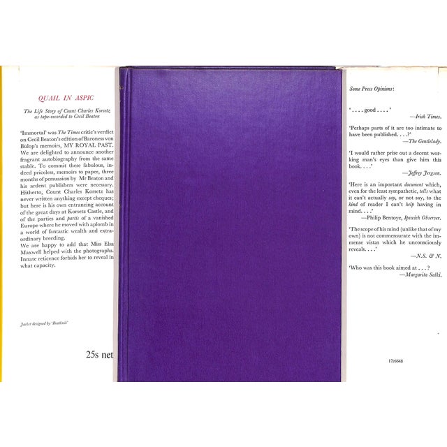 Traditional "Quail in Aspic: The Life Story of Count Charles Korsetz" 1962 Beaton, Cecil For Sale - Image 3 of 8