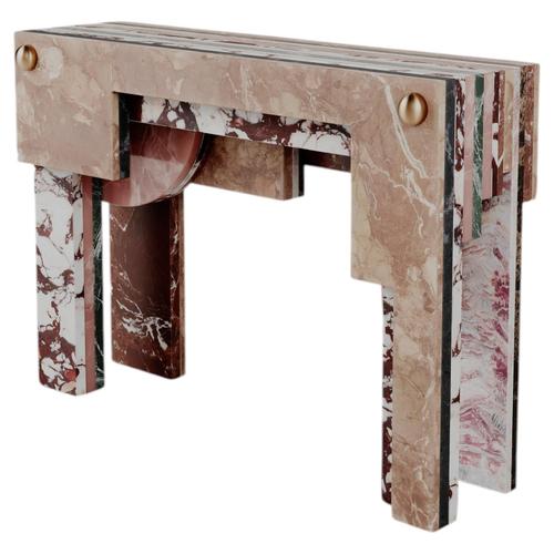 Architectural Layered Marble Stone Strata Console by Esther Knopfler For Sale - Image 12 of 12