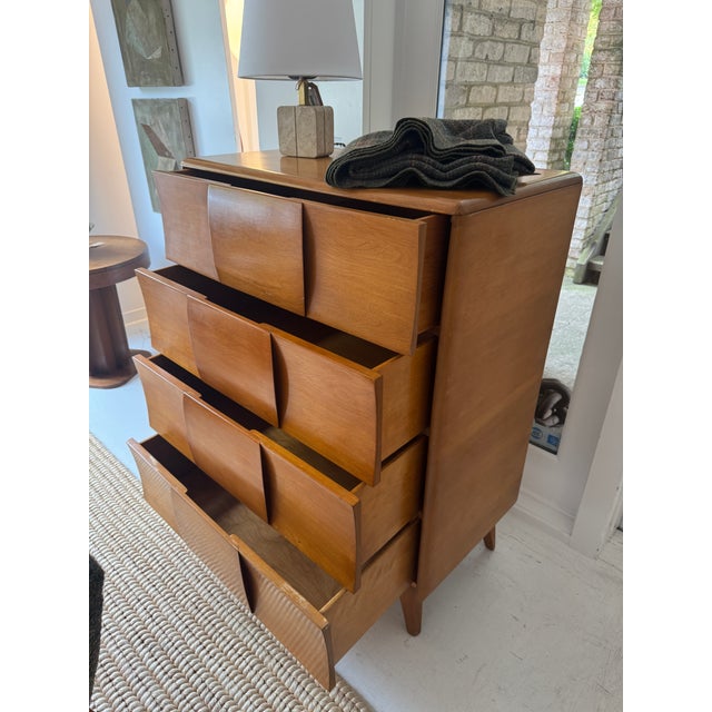 Vintage, Mid-Century Maple Heywood WakeField Tallboy Dresser For Sale - Image 13 of 18