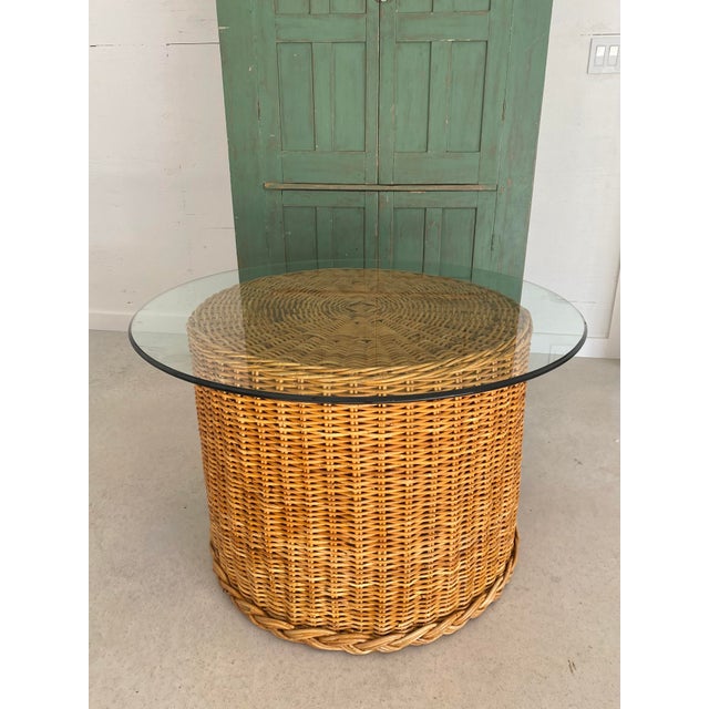 Bielecky Brothers-Style Braided Rattan Round Drum Table, 1980s (Hong Kong) For Sale - Image 6 of 18