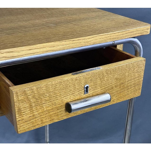 Bauhaus Writing Desk in Oak, 1940s For Sale - Image 10 of 11