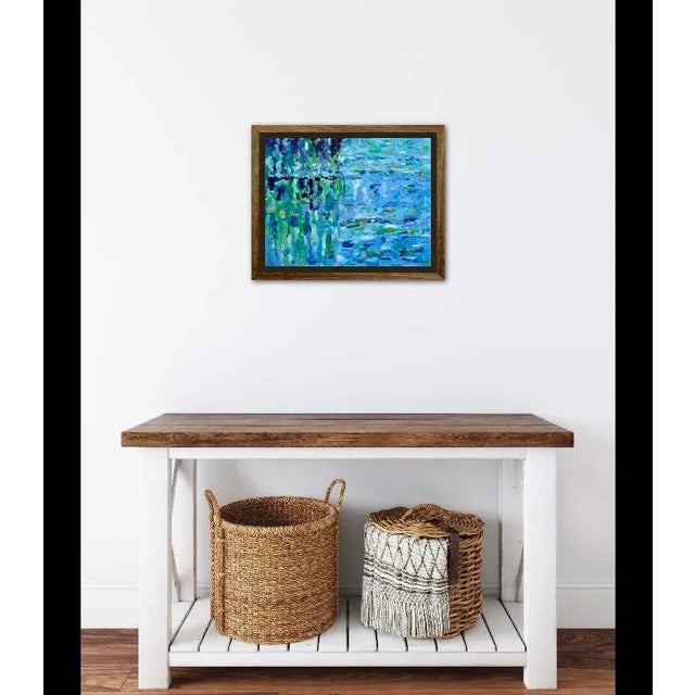 Quiet Places & Water Gardens — Water Lilies Original oil painting by L. Haas, 14 x 18 in unframed canvas panel, signed....