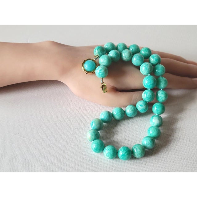 Amazonite Beaded Necklace, 18-Inch, Silver-Gilded Amazonite Clasp For Sale - Image 10 of 10