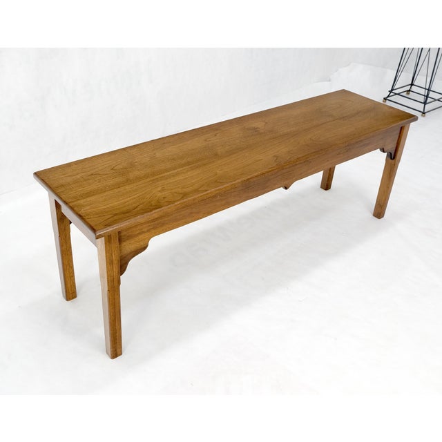 Arts & Crafts Style Custom Solid Varnished Walnut 54" Long Bench Shaker Style For Sale - Image 6 of 8
