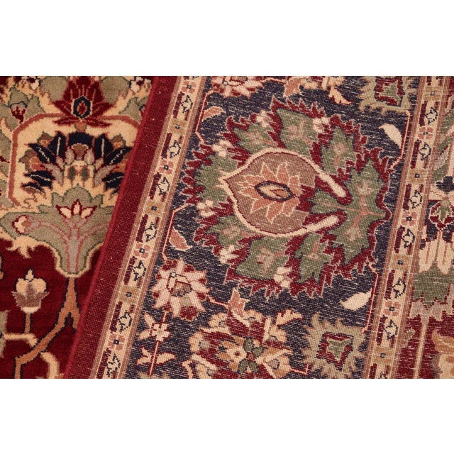 Textile Shabby Chic Floral 1990's Pak-Persian Red/Blue Wool Rug - 6'1'' X 8'9'' For Sale - Image 7 of 9