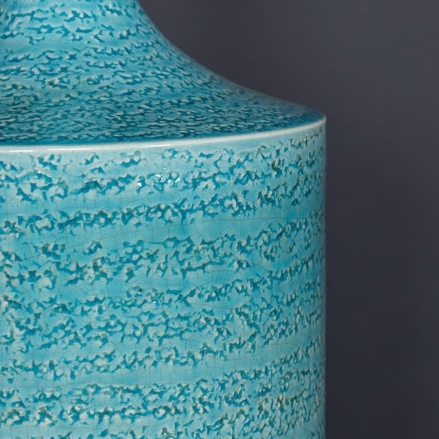 Vintage French Blue Ceramic Table Lamps, 1970, Set of 2 For Sale - Image 6 of 13