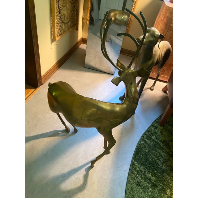 1970s Large Brass Buck Statue For Sale In New York - Image 6 of 7