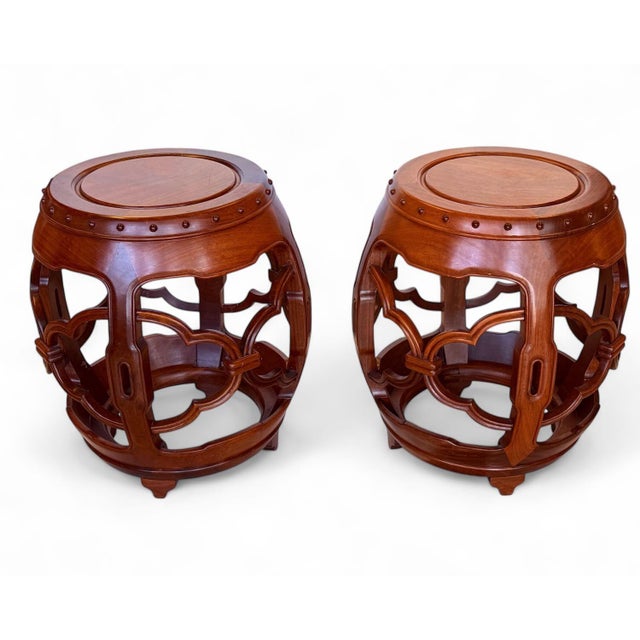 Chinese Late 20th Century Chinese Elm Drum Seats Pair For Sale - Image 3 of 8