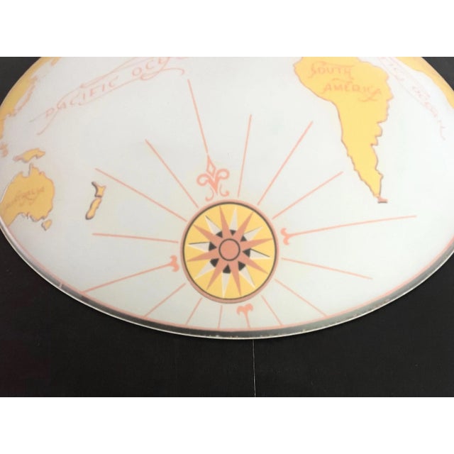 Metal Mid Century World Map Flush Light For Sale - Image 7 of 18