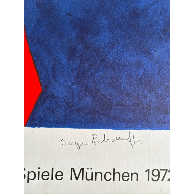 Original Vintage Sport Poster Munich Olympics 1972 Serge Poliakoff Abstract. Signed Mounted on mate board. Artist: Serge...