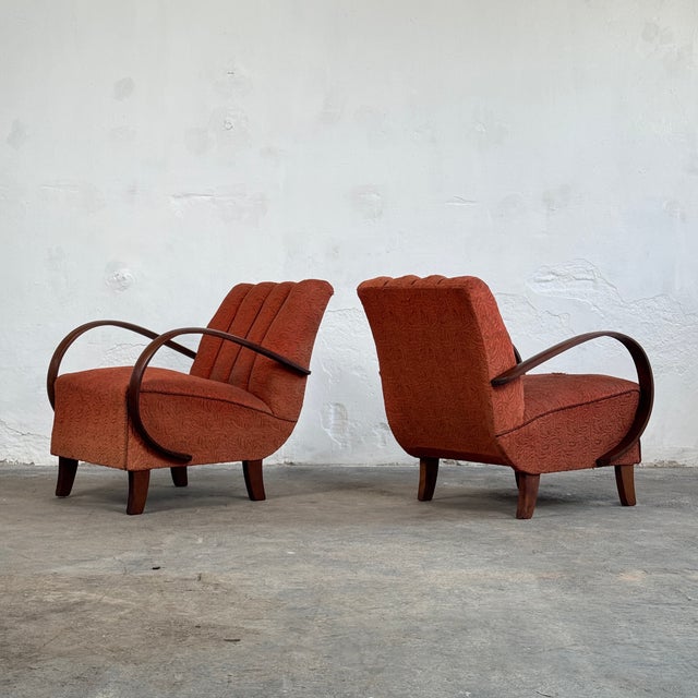 Wood Czechoslovak Art Deco H-410 Armchairs by Jindrich Halabala for Up Závody, 1930s, Set of 2 For Sale - Image 7 of 9