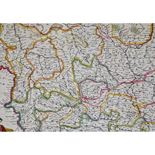 Region in West Germany: 17th Century Hand-Colored Map by Janssonius For Sale - Image 9 of 9