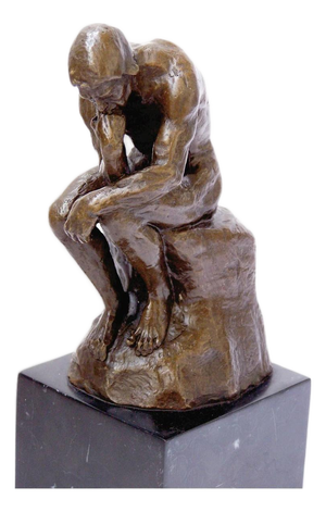 Modern Brown Patinated Bronze The Thinker Sculpture after Rodin