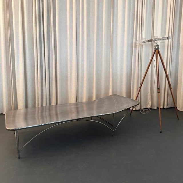 Early 20th Century Industrial Brushed Steel Infirmary Bed Chaise Longue For Sale - Image 4 of 10