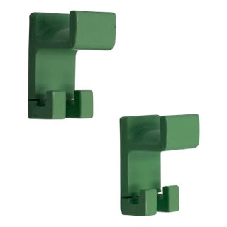 Teal Green Wall Hooks by Olaf Von Bohr for Gedy, 1970s, Set of 2 For Sale