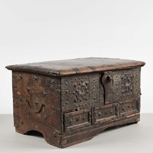 Chest with Engraved and Carved Metal Studs For Sale - Image 12 of 18