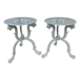 Pair Aesthetic Movement Cast Iron Garden Tabourets / Tables Possibly J.W. Fiske For Sale