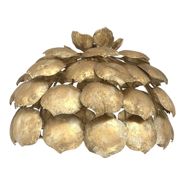 Contemporary Gold Florentine Iron Pendant Light For Sale