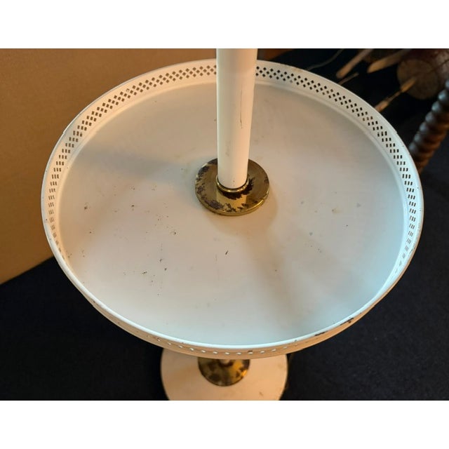 White Mid Century Double Gooseneck Floor Lamp With Center Reticulated Tray, Attributed to Gerald Thurston For Sale - Image 8 of 9