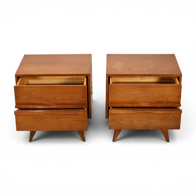 Brown Tobago Vintage Mid Century Modern Pair of Nightstands C. 1960s, Attributed For Sale - Image 8 of 12