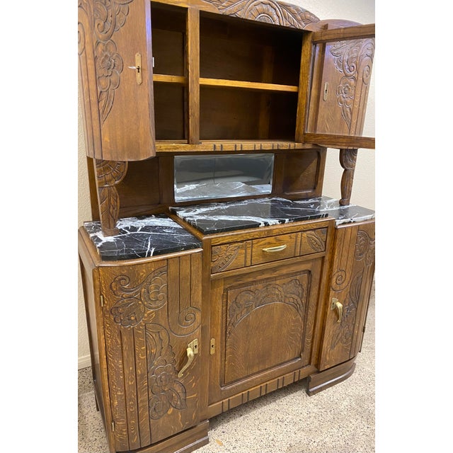 1920s 1920s Antique French Marble Top Art Nouveau (Deco) Hutch For Sale - Image 5 of 11