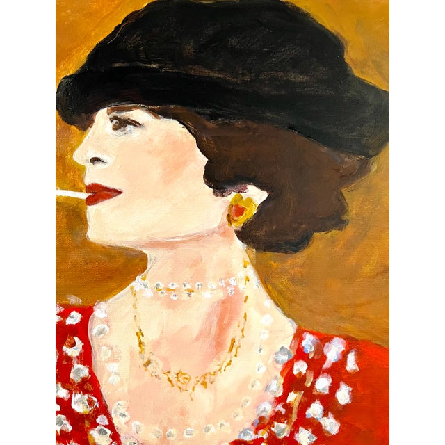 The Marvelous Gabrielle CoCo Chanel Contemporary Original Expressionist  Portrait Painting by Sandy Welch