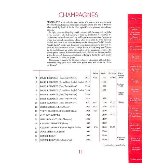"Jack & Charlie's 21 Wine List" 1954 Kriendler, Maxwell a [Edited By] For Sale - Image 11 of 12