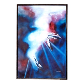 Tim Cantor Original Painting "Falling From the Sea" Framed 1987 With Documentation For Sale