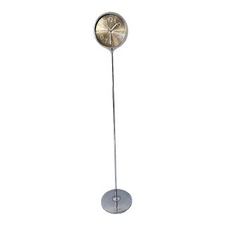Rare Space Age Chrome Standing Floor Clock, Working. For Sale