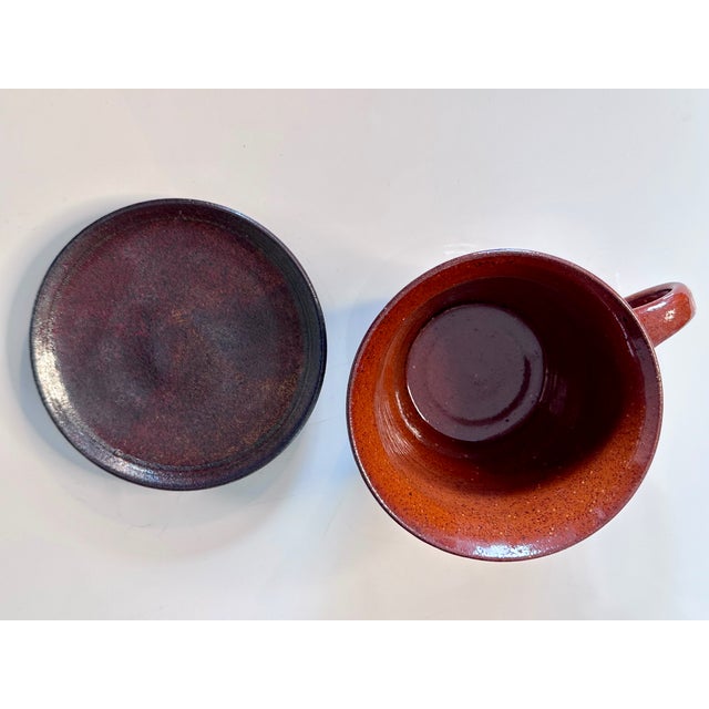 Modernist Studio Ceramic Art Piece Cup andSaucer from Helma Klett, Germany, 1970s, Set of 2 For Sale - Image 6 of 9