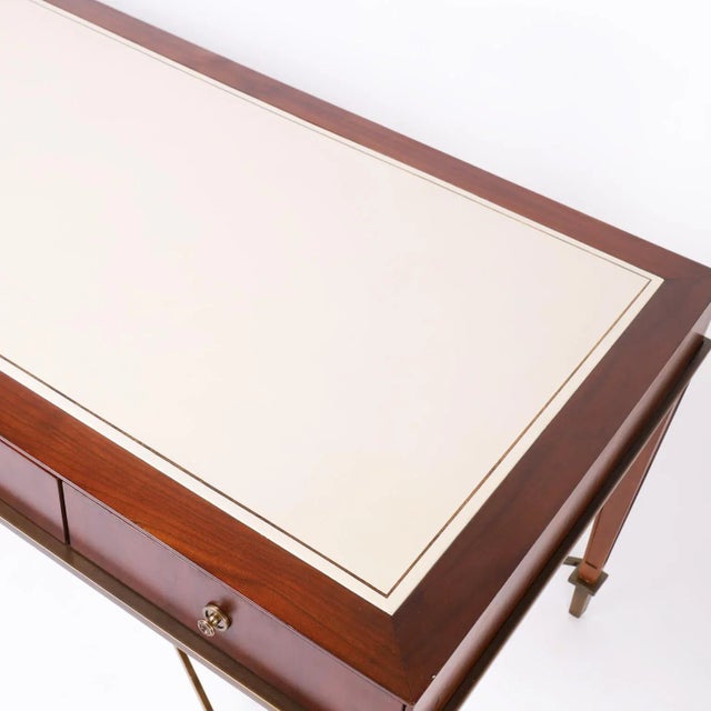 2000 - 2009 Art Deco Style Leather Top Desk For Sale - Image 5 of 12
