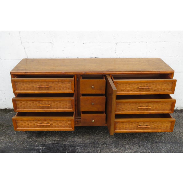 American of Martinsville Hollywood Regency Bamboo Long Sideboard Dresser 6121 For Sale In Miami - Image 6 of 16