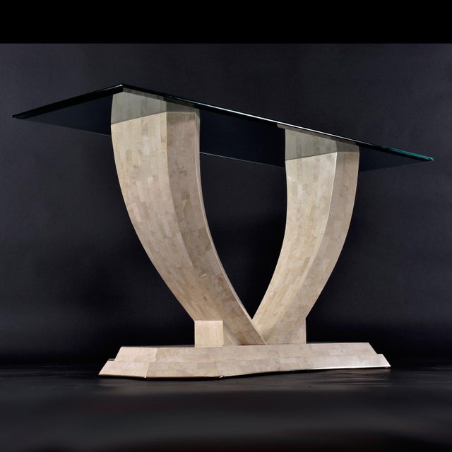 Robert Marcius for Maitland Smith Arched Tessellated Stone Console Table For Sale - Image 9 of 13