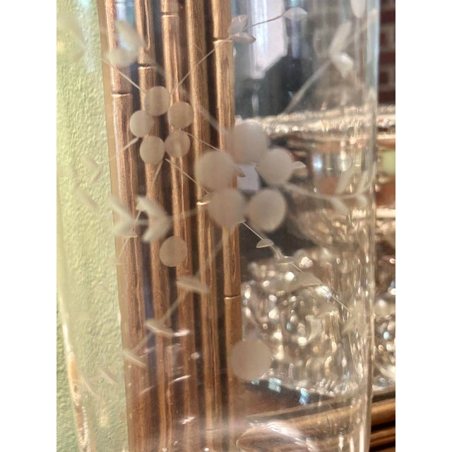Silver 1960’s-1970’s Vintage Garden Silversmiths Sterling Silver Etched Glass Hurricane Candleholders - A Pair For Sale - Image 8 of 11