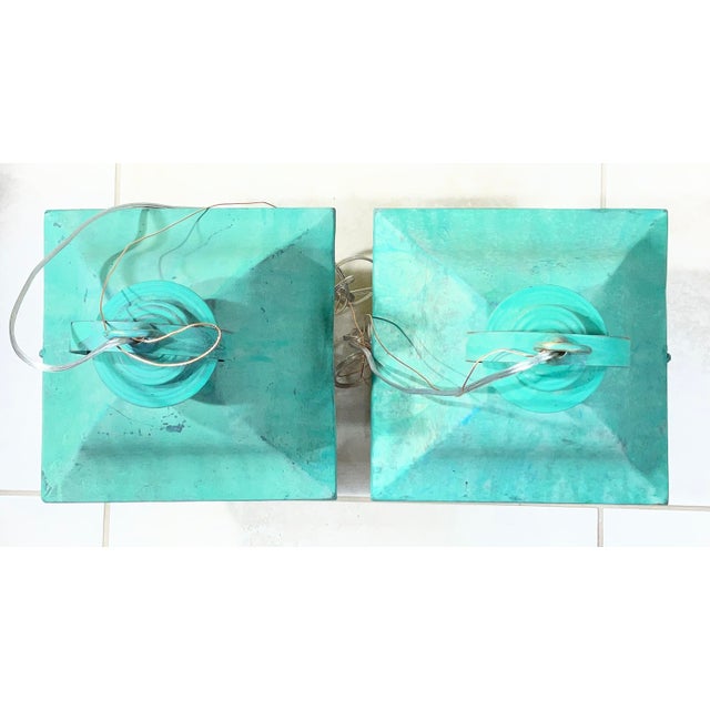 Pair of Solid Brass Vintage Ceiling Lantern 19” X 9”.5 X 9”.5 For Sale - Image 11 of 14