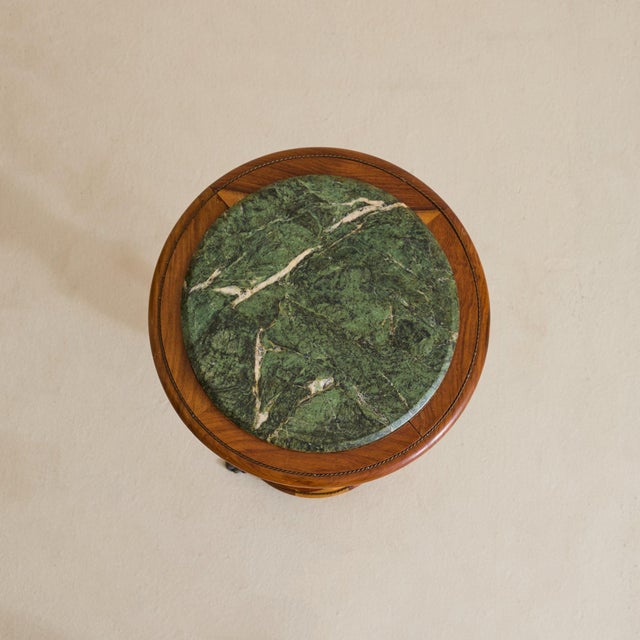 French Antique French Napoleon III Guéridon Side Table with Green Marble Top For Sale - Image 3 of 9