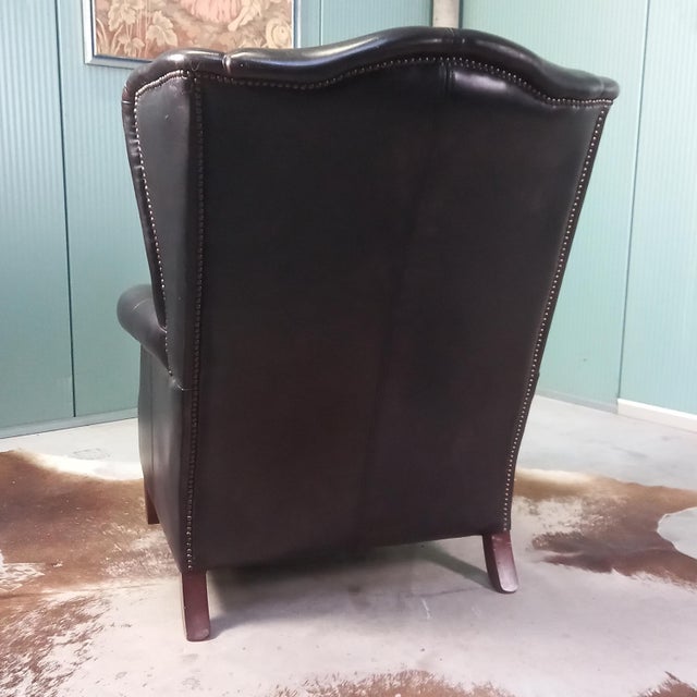Animal Skin Wingback Chair in Sheepskin, 1970s For Sale - Image 7 of 16