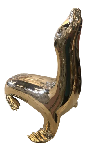 Vintage Polished Brass Seal Animal Statue