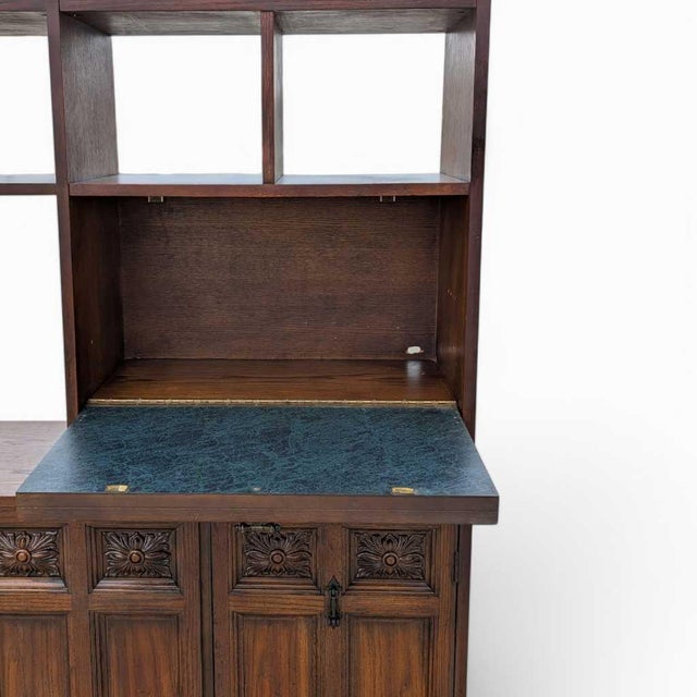 Chestnut Vintage Freestanding Wall Unit – Wooden Room Divider, Storage Shelf, Antique Display Cabinet, Multi-Function Bookcase For Sale - Image 8 of 18