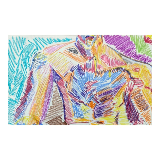 1970s Larry Connatser Male Nude Oil Pastel For Sale